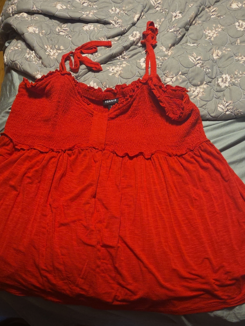 torrid Red Smocked Tie-Shoulder Camisole Top